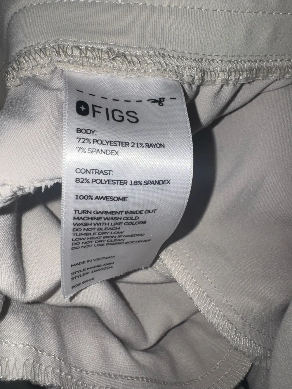 Figs Cream Scrub Pants with Neon Yellow Drawstring